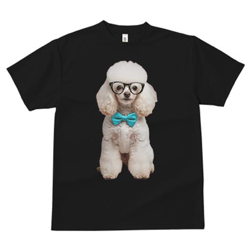 プードル Tシャツ 犬愛 ユニークデザインレディース 犬ファン 半袖 春夏 プリント カジュアル かわいい 人間用 ギフト 個性的 メガネ プードル 蝶ネクタイ