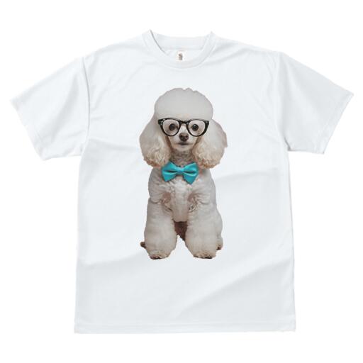 プードル Tシャツ 犬愛 ユニークデザインレディース 犬ファン 半袖 春夏 プリント カジュアル かわいい 人間用 ギフト 個性的 メガネ プードル 蝶ネクタイ