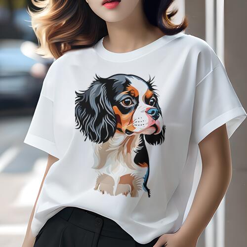 キャバリア Tシャツ 犬愛 ユニークデザインレディース 犬ファン 半袖 春夏 プリント カジュアル かわいい 人間用 ギフト 個性的 犬 キャバリア ペット 動物 かわいい