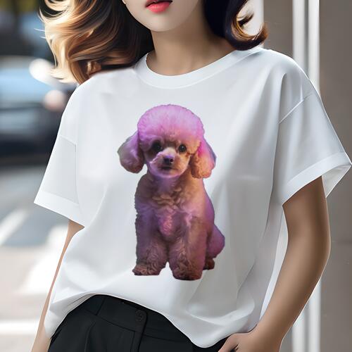 トイプードル Tシャツ 犬愛 ユニークデザインレディース 犬ファン 半袖 春夏 プリント カジュアル かわいい 人間用 ギフト 個性的 ふわふわ トイプードル かわいい キュート おしゃれ