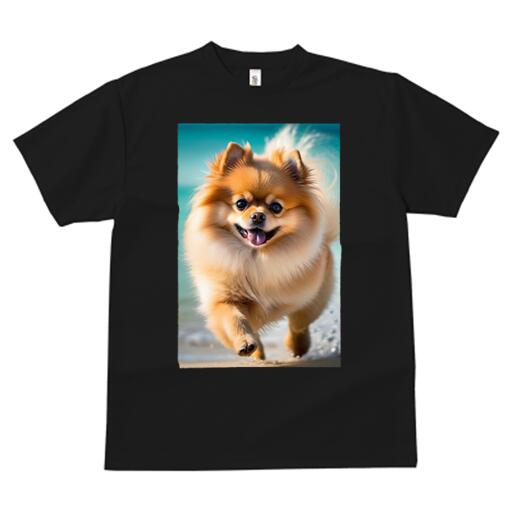 ポメラニアン Tシャツ 犬愛 ユニークデザインメンズ キッズ 犬ファン 半袖 春夏 プリント カジュアル かわいい 人間用 ギフト 個性的 ビーチ ポメラニアン 海