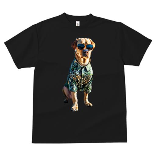 ブルー：青ホワイト：白ベージュ：茶色イエロー：黄色ライトピンク：桃色オートミール：グレー：灰 プリント クルーネック 大人カジュアル ペアTシャツ 親子ペアルック アニマル柄 ダンス 練習 運動 40代 30代 50代アロハシャツ ラブラドールレトリバー サングラス