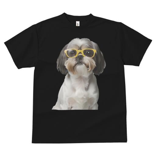 シーズー Tシャツ 犬愛 ユニークデザインレディース 犬ファン 半袖 春夏 プリント カジュアル かわいい 人間用 ギフト 個性的 メガネ シーズー