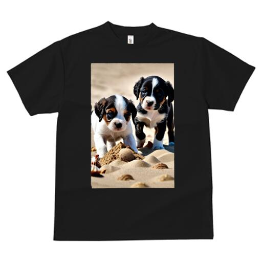 バーニーズマウンテンドッグ Tシャツ 犬愛 ユニークデザインレディース 犬ファン 半袖 春夏 プリント カジュアル かわいい 人間用 ギフト 個性的 砂浜 バーニーズマウンテンドッグ 貝殻 砂の城