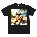 柴犬 Tシャツ 犬愛 ユニークデザインメンズ キッズ 犬ファン 半袖 春夏 プリント カジュアル かわいい 人間用 ギフト 個性的 サングラス 柴犬 ビーチ 夏 海