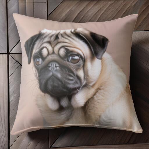 パグ クッションカバー 45×45cm アニマル柄 おしゃれ 可愛い クッション本体付き 正方形