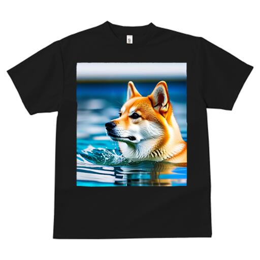 柴犬 Tシャツ 犬愛 ユニークデザインレディース 犬ファン 半袖 春夏 プリント カジュアル かわいい 人間用 ギフト 個性的 水 柴犬 水面 水しぶき