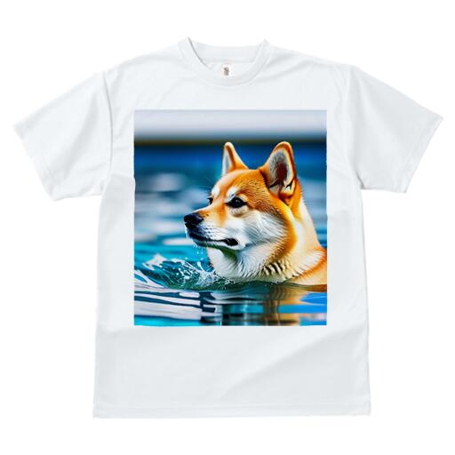 柴犬 Tシャツ 犬愛 ユニークデザインレディース 犬ファン 半袖 春夏 プリント カジュアル かわいい 人間用 ギフト 個性的 水 柴犬 水面 水しぶき