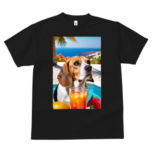 ビーグル Tシャツ 犬愛 ユニークデザインレディース 犬ファン 半袖 春夏 プリント カジュアル かわいい 人間用 ギフト 個性的 海 ビーグル プール フルーツジュース レモン イチゴ