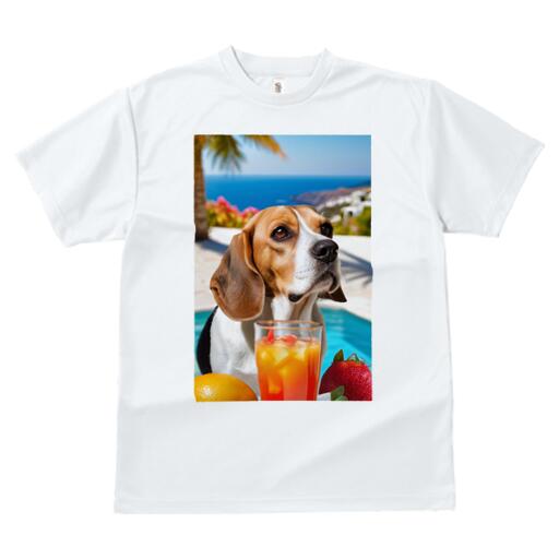 ビーグル Tシャツ 犬愛 ユニークデザインレディース 犬ファン 半袖 春夏 プリント カジュアル かわいい 人間用 ギフト 個性的 海 ビーグル プール フルーツジュース レモン イチゴ