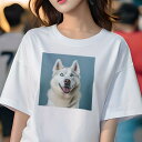 シベリアンハスキー Tシャツ 犬愛 ユニークデザインレディース 犬ファン 半袖 春夏 プリント カジュアル かわいい 人間用 ギフト 個性的 シベリアンハスキー(4)
