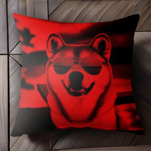 サングラス 柴犬 クッションカバー 45×45cm アニマル柄 おしゃれ 可愛い クッション本体付き 正方形