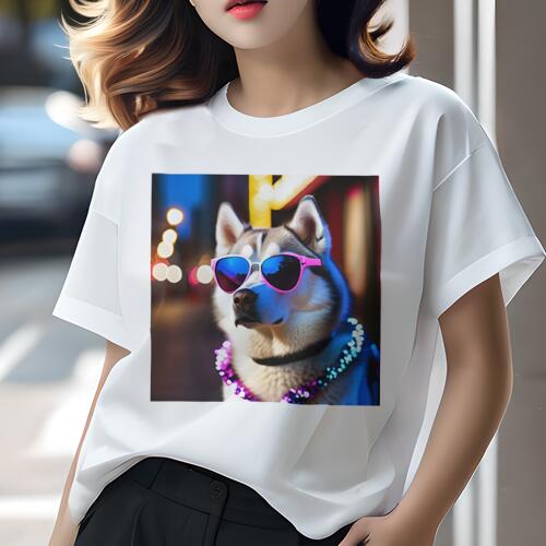 シベリアンハスキー Tシャツ 犬愛 ユニークデザインレディース 犬ファン 半袖 春夏 プリント 大人カジ..