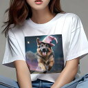 ジャーマンシェパード Tシャツ 犬愛 ユニークデザインレディース 犬ファン 半袖 春夏 プリント 大人カジュアル かわいい 人間用 ギフト 個性的 猛暑対策 ハロウィン ジャーマンシェパード 帽子 星 夜空