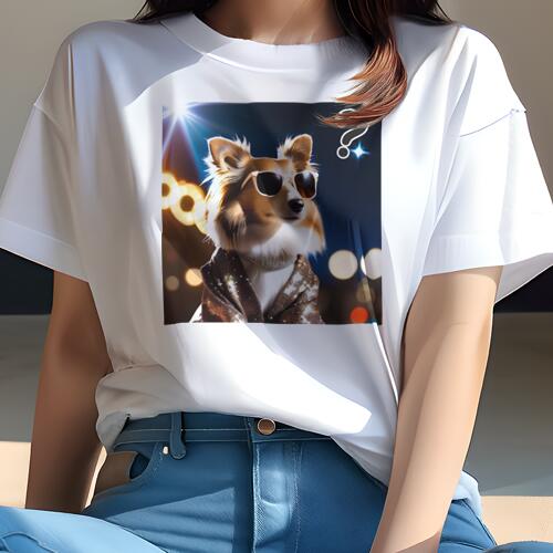 シェットランドシープドッグ Tシャツ 犬愛 ユニークデザインレディース 犬ファン 半袖 春夏 プリント 大人カジュアル かわいい 人間用 ギフト 個性的 猛暑対策 サングラス シェットランドシープドッグ ジャケット ライト 疑問符
