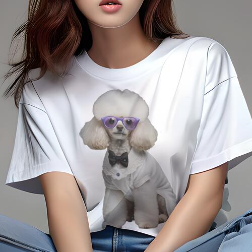 プードル Tシャツ 犬愛 ユニークデザインレディース 犬ファン 半袖 春夏 プリント 大人カジュアル かわ..