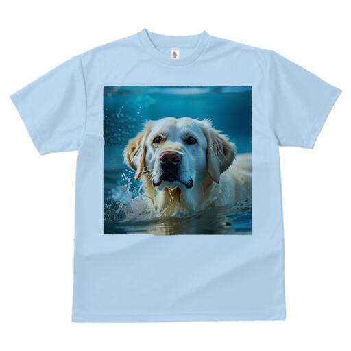 ゴールデンレトリバー Tシャツ 犬愛 ユニークデザインメンズ キッズ 犬ファン 半袖 春夏 プリント 大人カジュアル かわいい 人間用 ギフト 個性的 猛暑対策 水 ゴールデンレトリバー 水しぶき