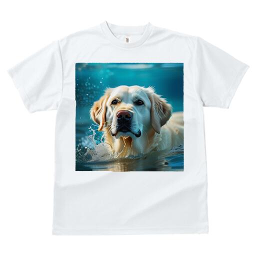 ゴールデンレトリバー Tシャツ 犬愛 ユニークデザインメンズ キッズ 犬ファン 半袖 春夏 プリント 大人カジュアル かわいい 人間用 ギフト 個性的 猛暑対策 水 ゴールデンレトリバー 水しぶき