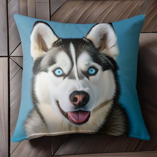 シベリアンハスキー クッションカバー 45×45cm アニマル柄 おしゃれ 可愛い クッション本体付き 正方形