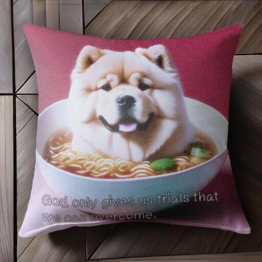ラーメン チャウチャウ クッションカバー 45×45cm アニマル柄 おしゃれ 可愛い クッション本体付き 正..