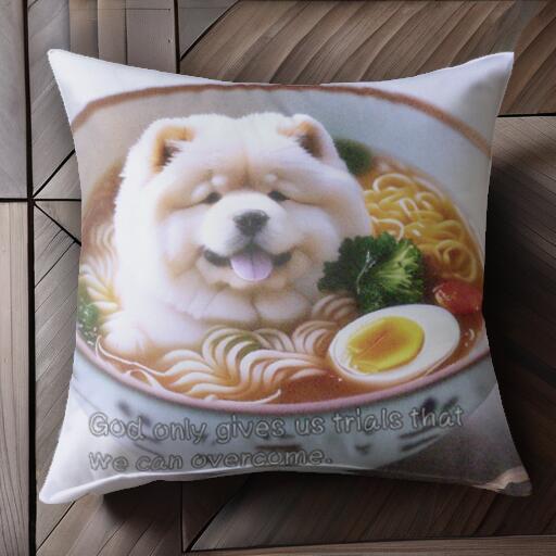ラーメン チャウチャウ 卵 ブロッコリー トマト クッションカバー 45×45cm アニマル柄 おしゃれ 可愛い..