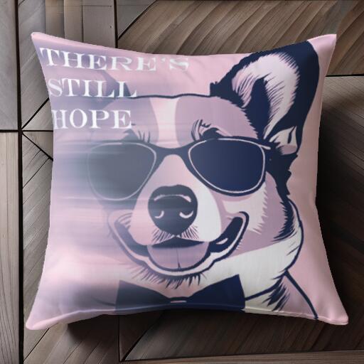 サングラス コーギー 蝶ネクタイ クッションカバー 45×45cm アニマル柄 おしゃれ 可愛い クッション本体付き 正方形