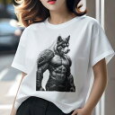 ハスキー Tシャツ 犬愛 ユニークデザインレディース 犬ファン 半袖 春夏 プリント 大人カジュアル かわいい 人間用 ギフト 個性的 猛暑対策 筋肉 ハスキー マスク 戦士 モンスター
