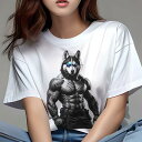 Tシャツ 犬愛 ユニークデザインレディース 犬ファン 半袖 春夏 プリント 大人カジュアル かわいい 人間用 ギフト 個性的 猛暑対策 筋肉 マスク ボディービル