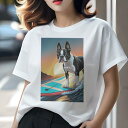 ボストンテリア Tシャツ 犬愛 ユニークデザインレディース 犬ファン 半袖 春夏 プリント 大人カジュアル かわいい 人間用 ギフト 個性的 猛暑対策 サーフィ...