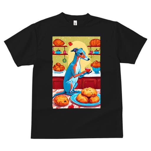 楽天フロントップ楽天市場店グレイハウンド Tシャツ 犬愛 ユニークデザインメンズ キッズ 犬ファン 半袖 春夏 プリント 大人カジュアル かわいい 人間用 ギフト 個性的 猛暑対策 パン グレイハウンド 皿 キッチン デザート