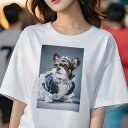 シーズー Tシャツ 犬愛 ユニークデザインレディース 犬ファン 半袖 春夏 プリント 大人カジュアル かわいい 人間用 ギフト 個性的 猛暑対策 メイド服 シーズー フリル