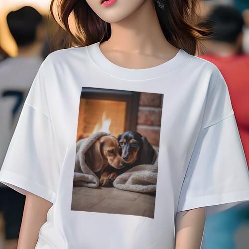 ダックスフンド Tシャツ 犬愛 ユニークデザインレディース 犬ファン 半袖 春夏 プリント 大人カジュア..