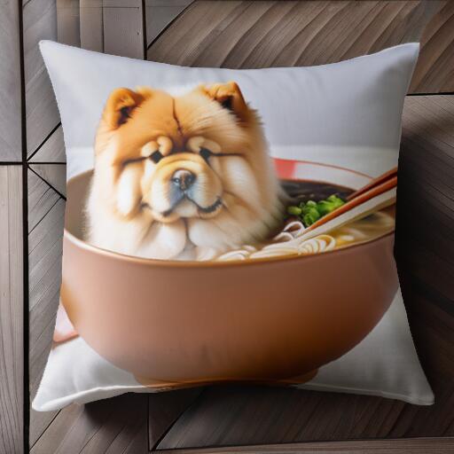 ラーメン チャウチャウ どんぶり 箸 クッションカバー 45×45cm アニマル柄 おしゃれ 可愛い クッション..