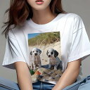 ダルメシアン Tシャツ 犬愛 ユニークデザインレディース 犬ファン 半袖 春夏 プリント 大人カジュアル かわいい 人間用 ギフト 個性的 猛暑対策 砂浜 ダル...
