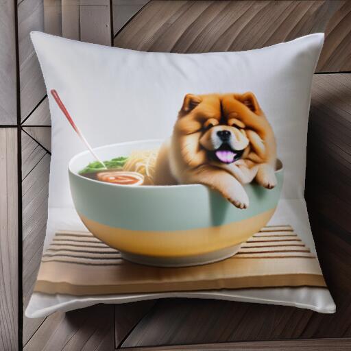 ラーメン チャウチャウ どんぶり 箸 麺 クッションカバー 45×45cm アニマル柄 おしゃれ 可愛い クッシ..