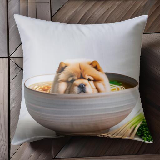 ラーメン チャウチャウ どんぶり 麺 クッションカバー 45×45cm アニマル柄 おしゃれ 可愛い クッション..