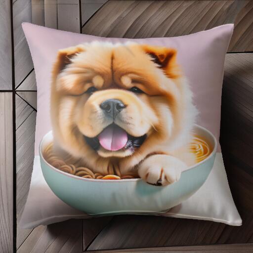 ラーメン チャウチャウ どんぶり クッションカバー 45×45cm アニマル柄 おしゃれ 可愛い クッション本..