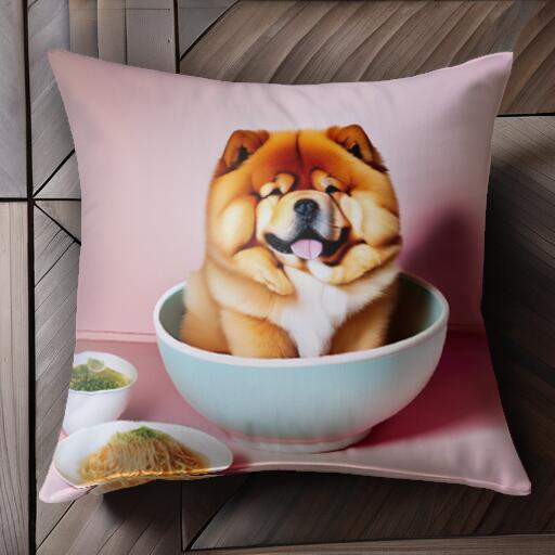 ラーメン チャウチャウ どんぶり クッションカバー 45×45cm アニマル柄 おしゃれ 可愛い クッション本..