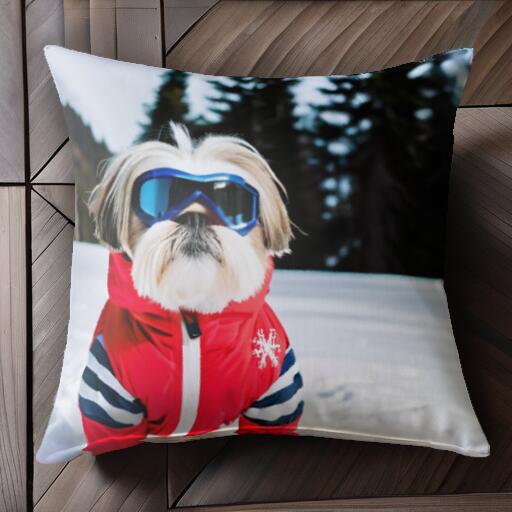 スキーウェア シーズー 雪 冬 スキーゴーグル クッションカバー 45×45cm アニマル柄 おしゃれ 可愛い ..