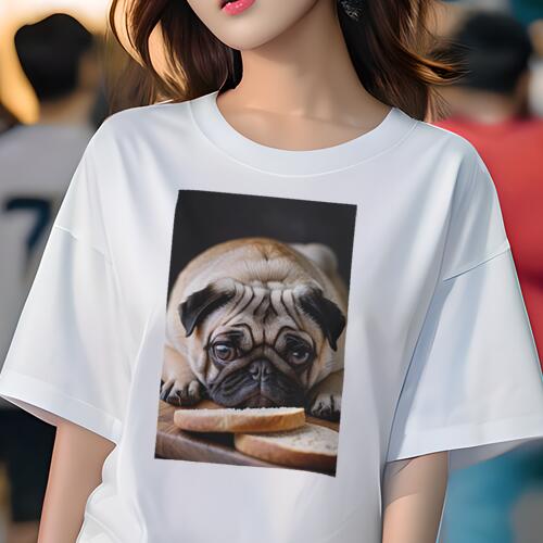 パグ Tシャツ 犬愛 ユニークデザインレディース 犬ファン 半袖 春夏 プリント 大人カジュアル かわいい..
