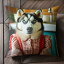エプロン シベリアンハスキー チェック柄 クッションカバー 45×45cm アニマル柄 おしゃれ 可愛い クッ..