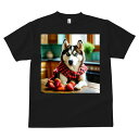 シベリアンハスキー Tシャツ 犬愛 ユニークデザインメンズ キッズ 犬ファン 半袖 春夏 プリント 大人カジュアル かわいい 人間用 ギフト 個性的 猛暑対策 イチゴ シベリアンハスキー 赤いチェック柄の服 キッチン