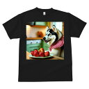 シベリアンハスキー Tシャツ 犬愛 ユニークデザインメンズ キッズ 犬ファン 半袖 春夏 プリント 大人カジュアル かわいい 人間用 ギフト 個性的 猛暑対策 イチゴ シベリアンハスキー チェック柄