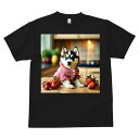 シベリアンハスキー Tシャツ 犬愛 ユニークデザインメンズ キッズ 犬ファン 半袖 春夏 プリント 大人カジュアル かわいい 人間用 ギフト 個性的 猛暑対策 イチゴ シベリアンハスキー チェック柄