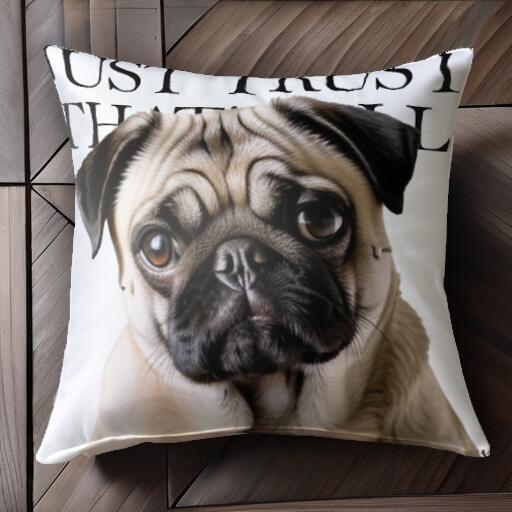パグ クッションカバー 45×45cm アニマル柄 おしゃれ 可愛い クッション本体付き 正方形