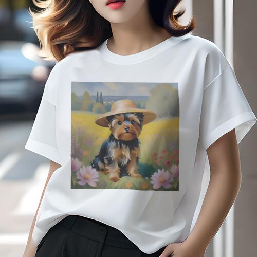 ヨークシャーテリア Tシャツ 犬愛 ユニークデザインレディース 犬ファン 半袖 春夏 プリント 大人カジ..