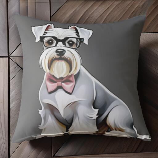 メガネ ミニチュアシュナウザー 蝶ネクタイ クッションカバー 45×45cm アニマル柄 おしゃれ 可愛い ク..