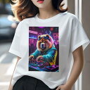 チャウチャウ Tシャツ 犬愛 ユニークデザインレディース 犬ファン 半袖 春夏 プリント 大人カジュアル かわいい 人間用 ギフト 個性的 猛暑対策 DJ チャウチャウ ターンテーブル ヘッドホン サングラス
