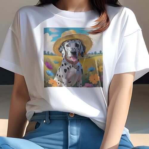 ダルメシアン Tシャツ 犬愛 ユニークデザインレディース 犬ファン 半袖 春夏 プリント 大人カジュアル ..