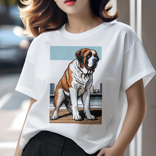 セントバーナード Tシャツ 犬愛 ユニークデザインレディース 犬ファン 半袖 春夏 プリント 大人カジュアル かわいい 人間用 ギフト 個性的 猛暑対策 セントバーナード